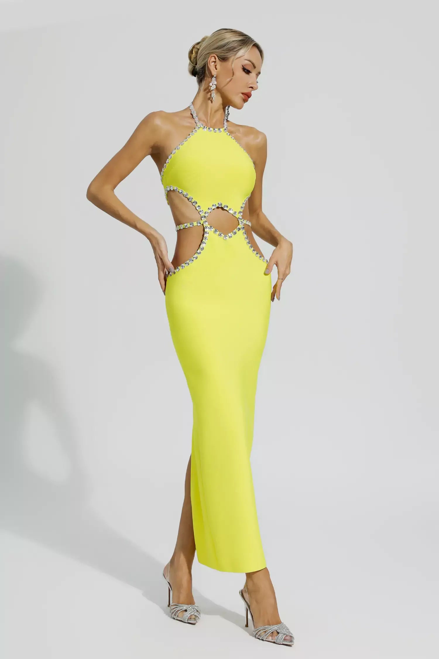 Elaine Yellow Cut Out Bodycon Dress