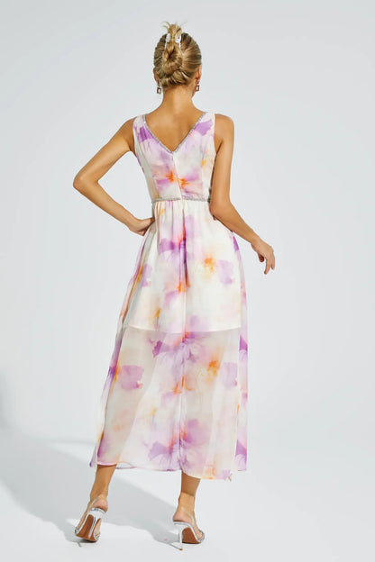 Juliette - Diamond V neck Midi Dress