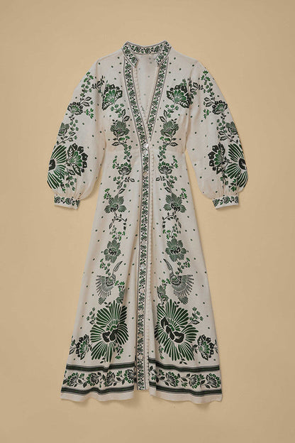 Ezgi - Print Button Down Maxi Dress
