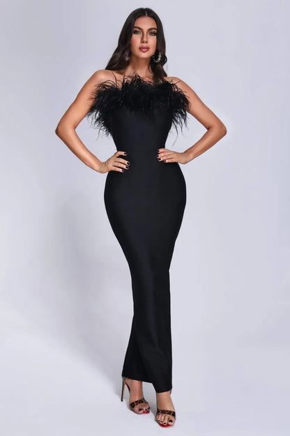 Abel Feather Maxi Bandage Dress
