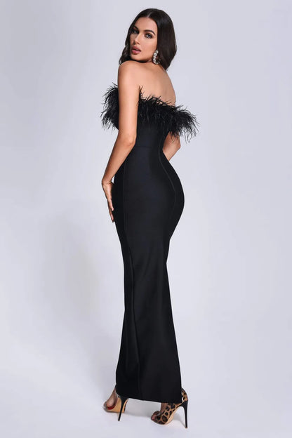 Abel Feather Maxi Bandage Dress