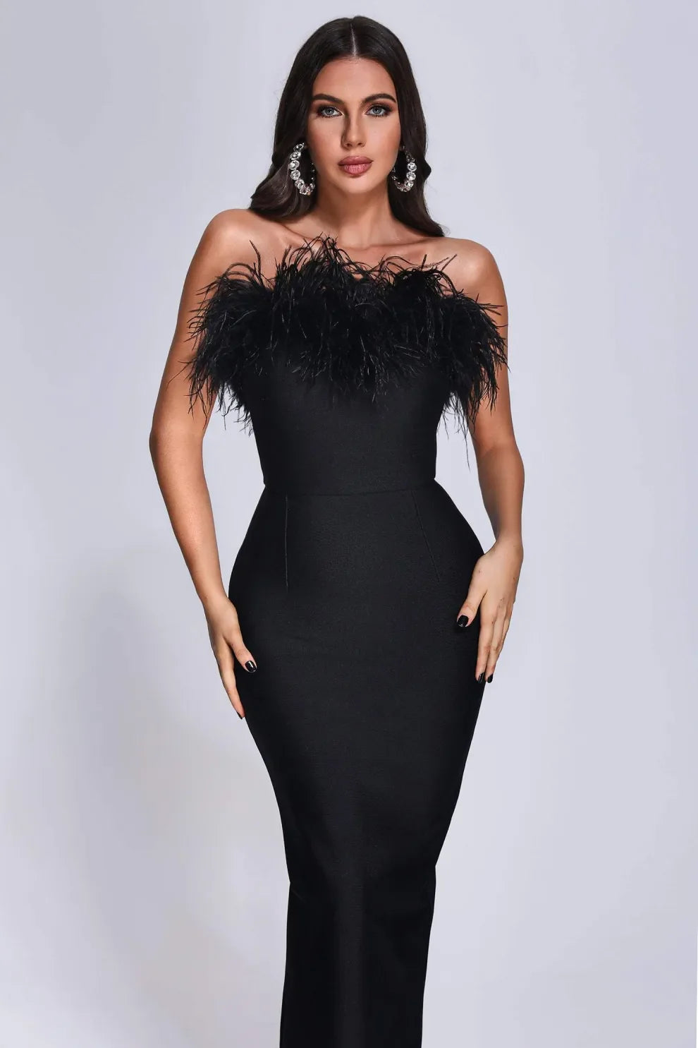 Abel Feather Maxi Bandage Dress